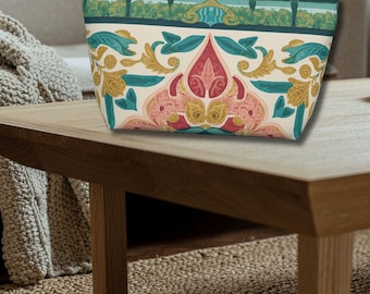Bamboo Chic Mah Jong Pouch with Zipper, Coastal Preppy Mahj Tiles Carry Bag