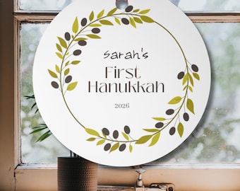 Personalized Baby's First Hanukkah Ornament 2026, Custom First Chanukah Keepsake, New Baby Grandchild Holiday Gift