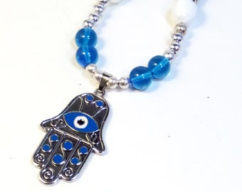 Evil Eye Necklace, Turquoise Hand of Fatima Jewelry, Symbolic Charm Necklace, Evil Eye Jewelry, Gift for Sister