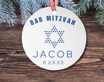 Bar Mitzvah Metal Ornament, Mazel Tov, Personalized Religious Keepsake