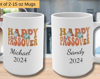 Personalized Happy Passover Coffee Mug Set, Pesah Coffee Cups, Passover Seder Gifts, Passover Décor, Gift for Couples, Newlywed Gifts