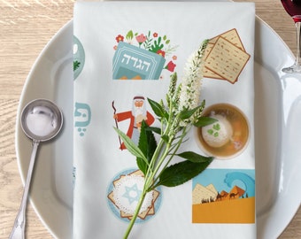 Passover Symbols Napkins, Passover Décor, Happy Passover Cloth Dinner Napkins, Passover Seder Gifts, Housewarming Gifts, Newlywed Gifts