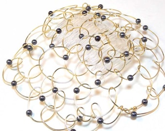 Wire Kippah - Woman kipot -  Jewish Women -  Synagogue Hat - Bat Mitzvah - Best Selling kippah - Gold Wire Black Pearl