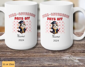 Funny Custom Name Graduation Coffee Mug, Personalized Graduation Cat Lover Gifts, graduation gift for boyfriend, aunt, sister