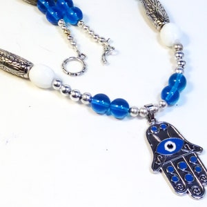 Evil Eye Necklace, Turquoise Hand of Fatima Jewelry, Symbolic Charm Necklace, Evil Eye Jewelry, Gift for Sister image 2