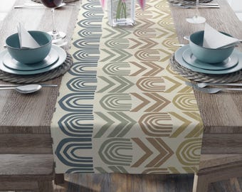 Neutral Geometric Arches Heirloom Home Decor, Farmhouse Table Boho Dining Decor, Mid Century Modern Table Setting