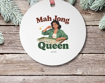 Funny MahJong Ornaments, Mah Jong Lovers Gifts, Holiday Gifts,  Mahj Queen with Mah Girls