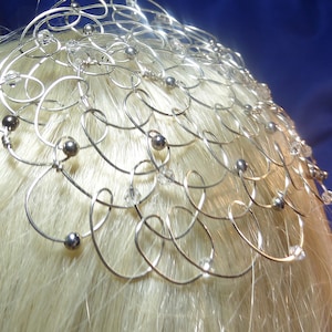 Womens Kippot Clear Crystals  Wire Beaded Kippah, Synagogue Hat, Head Covering, Rosh HaShanah Yarmulke