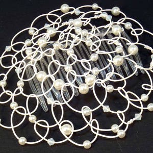 Jewish Wedding Kippah for Women, Wire Beaded Kippah, Synagogue Hat made of White Wire Pearls and Crystals 4 image 3