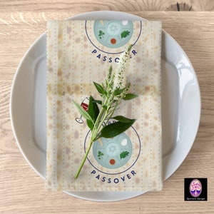 Passover Matzah Napkins, Passover Décor, Holiday Napkins, Cloth Dinner Napkins, Passover Seder Gifts, Gifts for Couples, Housewarming Gifts image 1