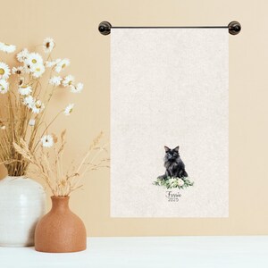 Personalized Cat Breed Tea Towels, Kitchen Decor, Cat Lovers Gifts, Pet Adoption, Black Cat Memorial BlackLong_F