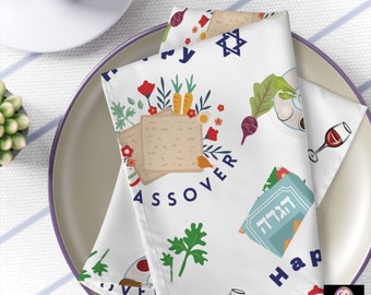 Happy Passover Seder Cotton Napkins, Jewish Table Decor