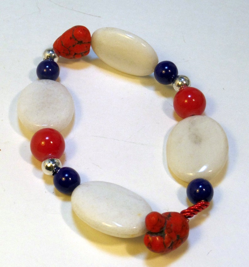 Patriotic Bracelet  Freedom Bracelet  Red White and Blue image 0