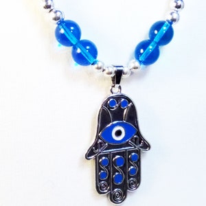 Evil Eye Necklace, Turquoise Hand of Fatima Jewelry, Symbolic Charm Necklace, Evil Eye Jewelry, Gift for Sister image 3