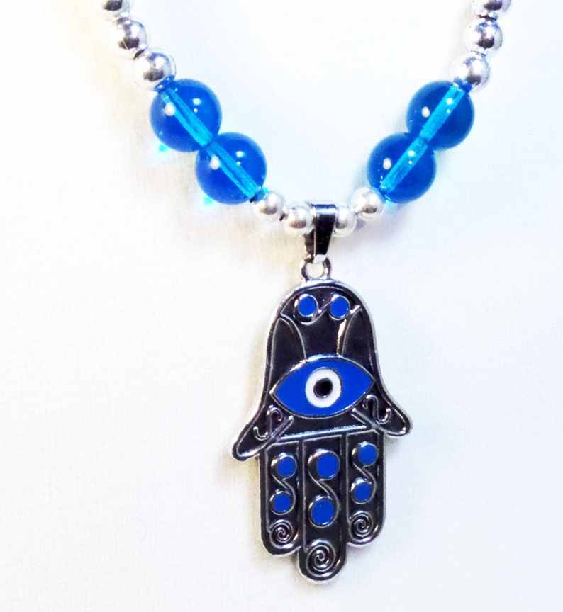 Evil Eye Necklace, Turquoise Hand of Fatima Jewelry, Symbolic Charm Necklace, Evil Eye Jewelry, Gift for Sister image 3