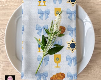 Mantelería Shabat con lazos azul claro, regalos de inauguración de casa para recién casados en Shabat