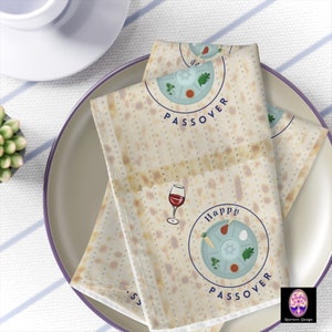 Passover Matzah Napkins, Passover Décor, Holiday Napkins, Cloth Dinner Napkins, Passover Seder Gifts, Gifts for Couples, Housewarming Gifts image 3