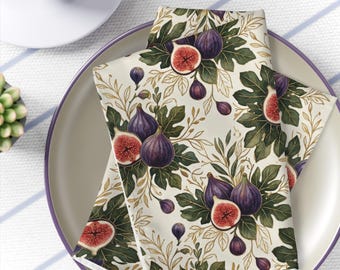 Purple Fig Botanical Table Linens, Modern Heirloom, Mediterranean Hostess Gift, Fall Elegant Dining