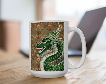 Groene draak mahjong cadeaumok, Oosterse bloemen tegelspel cadeaus voor mahjongspelers