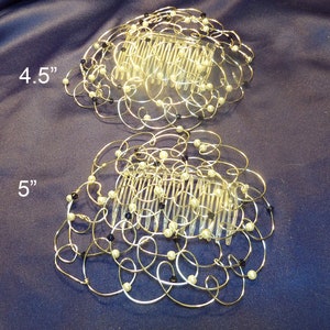 Wire Kippah, Wire Beaded Kippot, Bat Mitzvah, Yom Tov Silver White Pearls Dark Blue crystals image 2