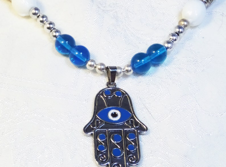 Evil Eye Necklace, Turquoise Hand of Fatima Jewelry, Symbolic Charm Necklace, Evil Eye Jewelry, Gift for Sister image 5