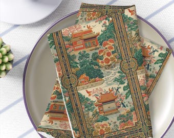 Mahjong Tablecloth Square Grandmillennial Palm Beach Asian Floral Style