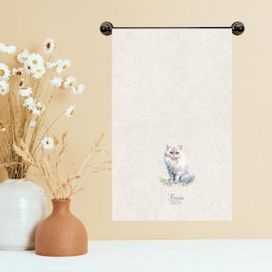Personalized Cat Breed Tea Towels, Kitchen Decor, Cat Lovers Gifts, Pet Adoption, Black Cat Memorial Persian_X