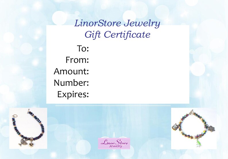 Gift Certificate Jewelry Gift Card Etsy