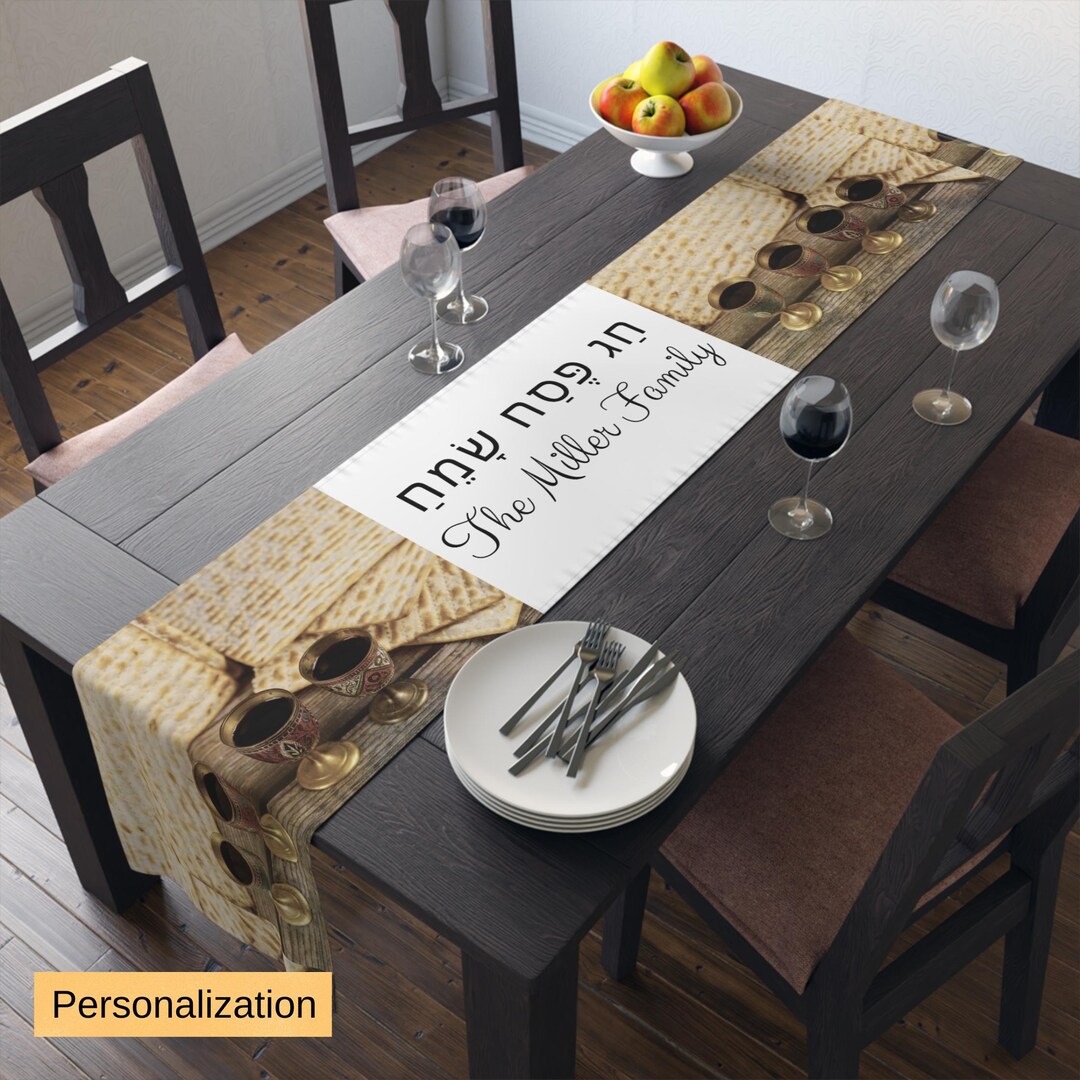 Personalized or Hag Sameach Passover Wine Cups Table Linens for Pesach ...