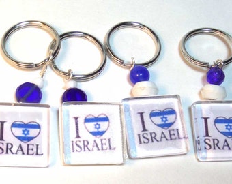 I love Israel Keychain or Am Yisrael Chai Keychain