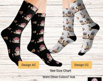 Purim Hamentaschen Socks, Novelty Socks, Jewish Holidays Gift Socks, Purim Sameach Socks, Funny Dogs Socks, Quirky Cat Socks