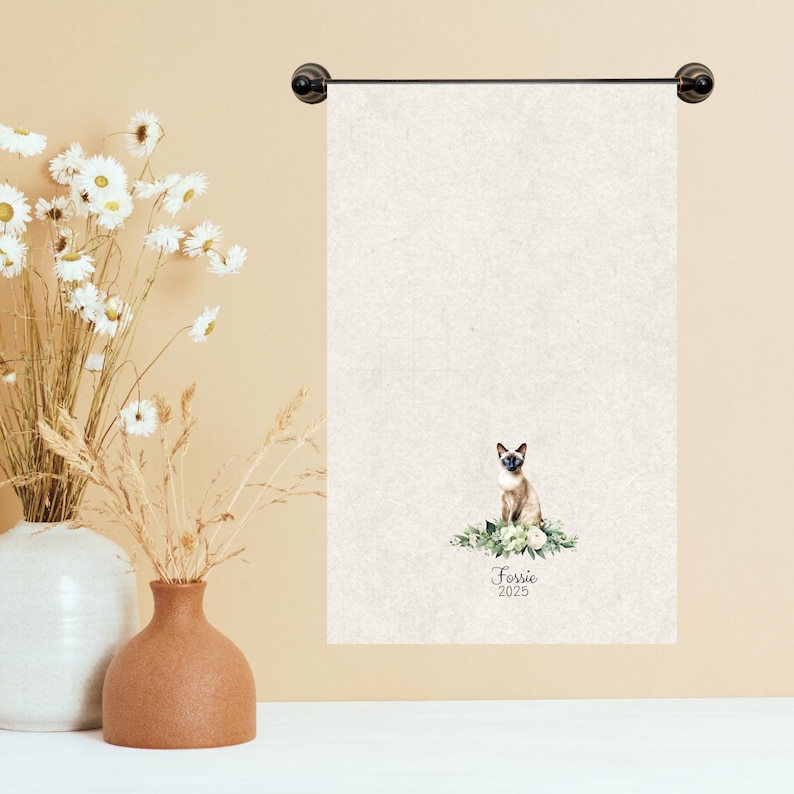Personalized Cat Breed Tea Towels, Kitchen Decor, Cat Lovers Gifts, Pet Adoption, Black Cat Memorial afbeelding 7