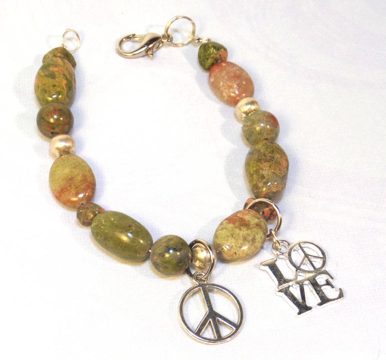 Gemstone Bracelet for Women  Unakite Gemstone Bracelet  image 0