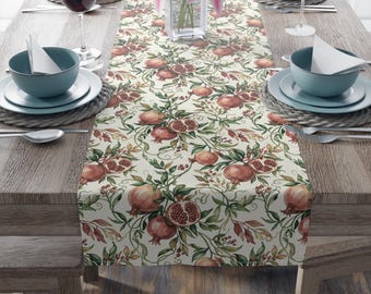 Holiday Table Runner with Pomegranate Vines, Elegant Upscale Dining, Wedding or Hostess Gift