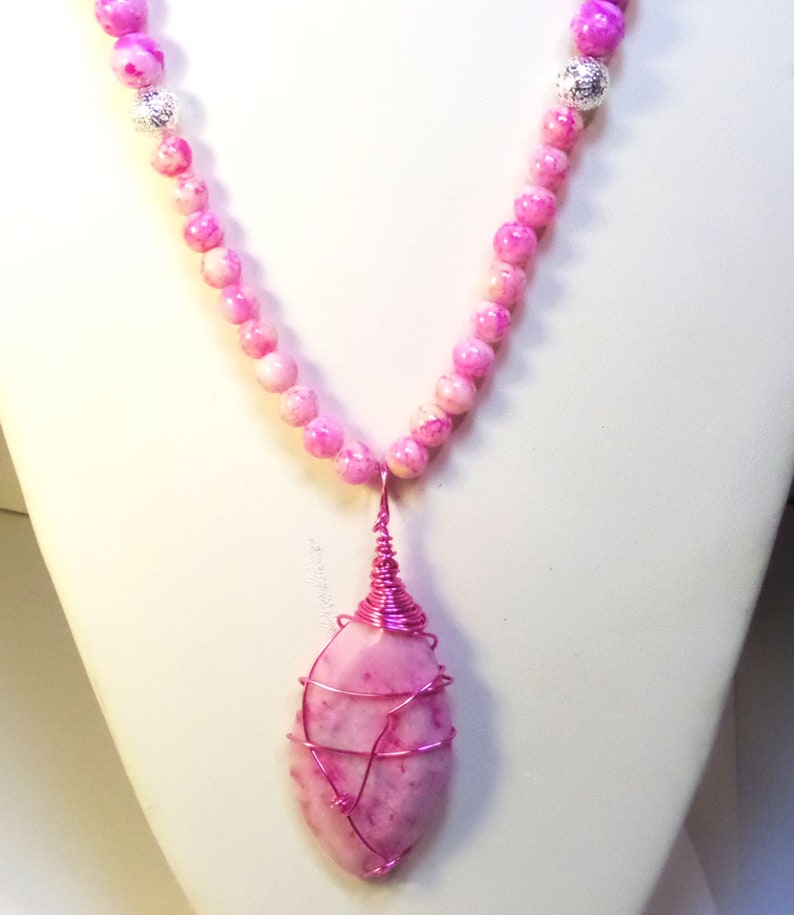 Pink Necklace  Shades of Pink Necklace   Pink Ombre Necklace image 0