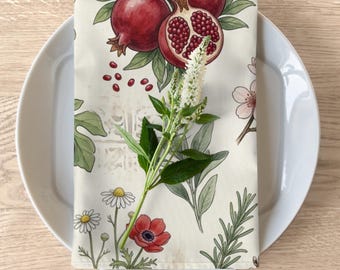 Pomegranate Israeli Wildflowers Table Decor,  Botanical Rosh HaShanah Hostess Gifts, Modern Heirloom Style