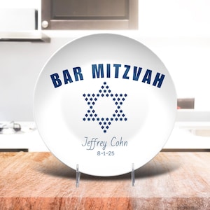 Personalized Bar Mitzvah Legend Plate, Mazel Tov Keepsake, Jewish Bar Mitzvah Cup, Bat Mitzvah Gifts Sets, Custom Name Gift