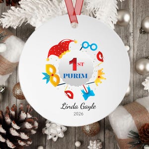 Adorno personalizado de Purim, máscara simbólica de Grager, decoración para el hogar de la festividad judía. 1st_Purim_Circle