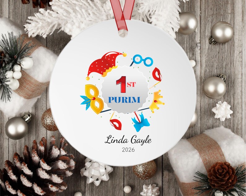 Adorno personalizado de Purim, máscara simbólica de Grager, decoración para el hogar de la festividad judía. 1st_Purim_Circle