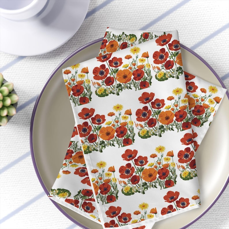 Anemones from Israel Cloth Napkins, Floral Home Décor, Gifts, Hostess Table Décor Gifts, Gifts for Housewarming Wedding image 1