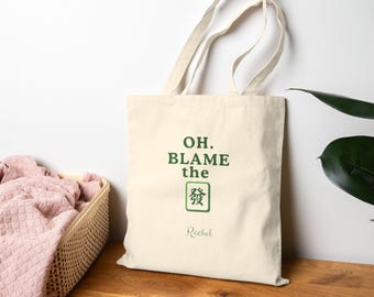 Funny Mahjong Blame the Dragon Tote Bag, Mahj Lovers Gifts