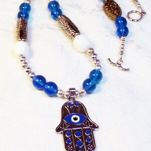 Evil Eye Necklace, Turquoise Hand of Fatima Jewelry, Symbolic Charm Necklace, Evil Eye Jewelry, Gift for Sister image 4