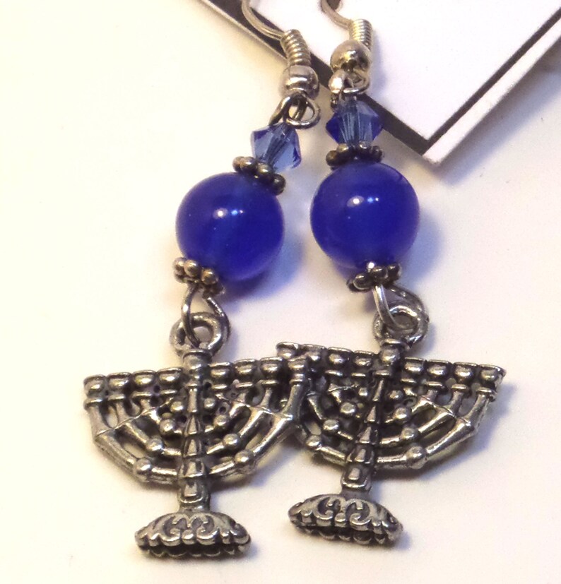 Hanukkah Earrings Chanukkah Earrings Menorah Charms Jewish image 0