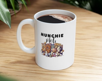 Funny Jewish Coffee Mug, Munchie Mob Food Lover Gift, Humorous Teacup