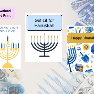 Hanukkah Cards Printable Greeting Cards Digital Greeting - Etsy