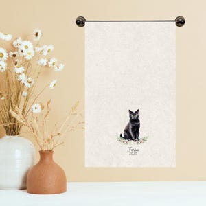 Personalized Cat Breed Tea Towels, Kitchen Decor, Cat Lovers Gifts, Pet Adoption, Black Cat Memorial afbeelding 1