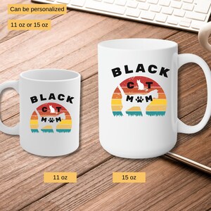 Funny Black Cat Mom Retro Sunset Coffee Mug, Ceramic Mug, Coffee Lovers Gifts, Cat Mama Gifts, Cat Lovers Gifts, Black Cat Gifts image 6