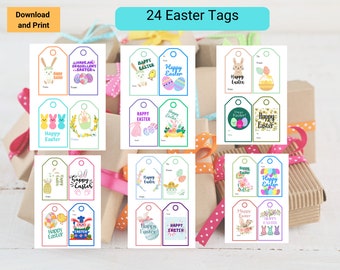 Easter Gift Tags, Happy Easter, Digital Tags, Gift Tags, Easter Bunny, Easter Eggs, Do It Yourself, DIY, Instant Download, Printable Tags