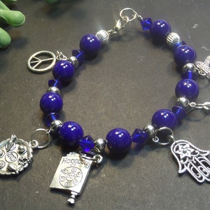 Blue Beaded Passover Charm Bracelet, Star of David, Seder Hostess Gifts, Jewish Jewelry for Mom, Grandma Gifts image 5