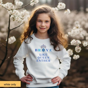 Purim Brave Like Queen Esther Sweater, Megillah Reading, Jewish holiday shirt, Crewneck Sweaters, Jewish Apparel, Purim Schpiel image 1